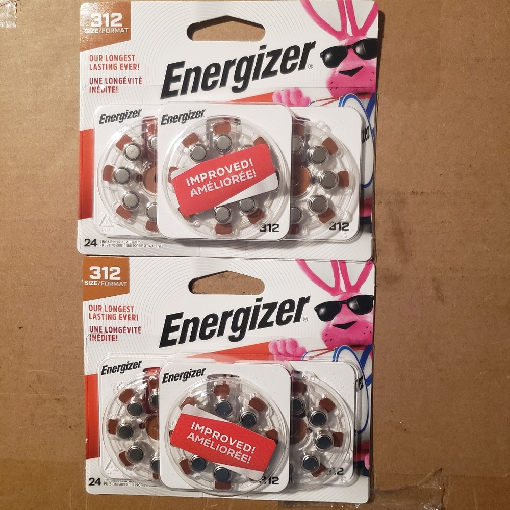 NWT Energizer Size 312 Hearing Aid Batteries 24 ct. X2